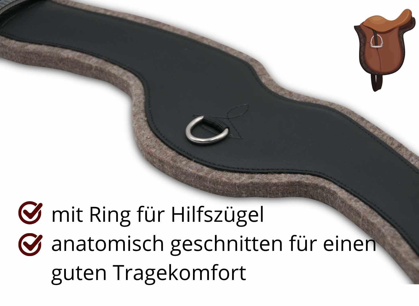 AMKA Kurzgurt Dressur Sattelgurt Filz unterlegt anatomisch
