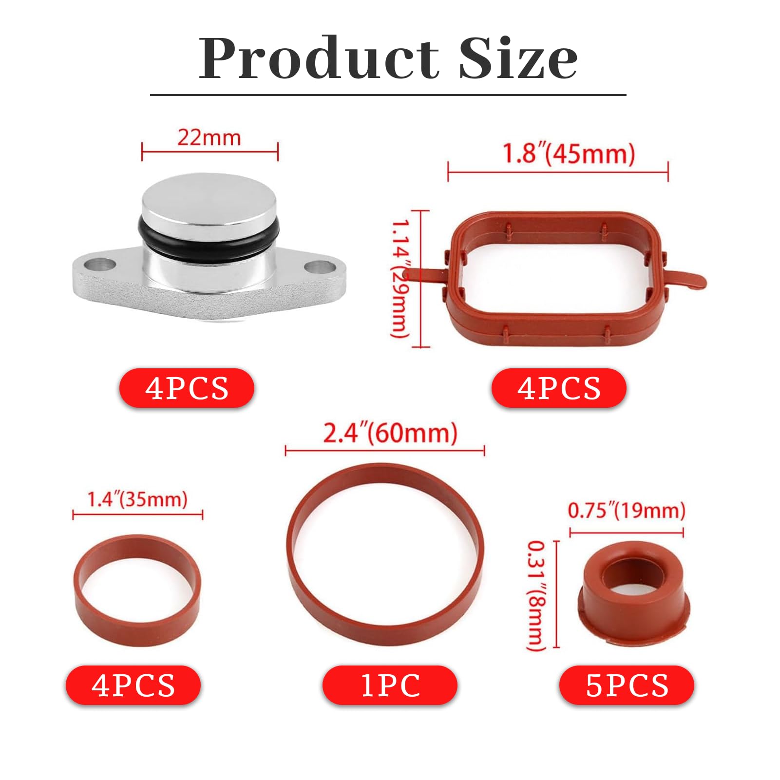 4 x 22mm Kit de supresión colector admisión M47 M47N M47TU M47TUD20 11612245439 para E46 E83 E60 E87 E83 E90 E91, juntas admision M47 (4x22)