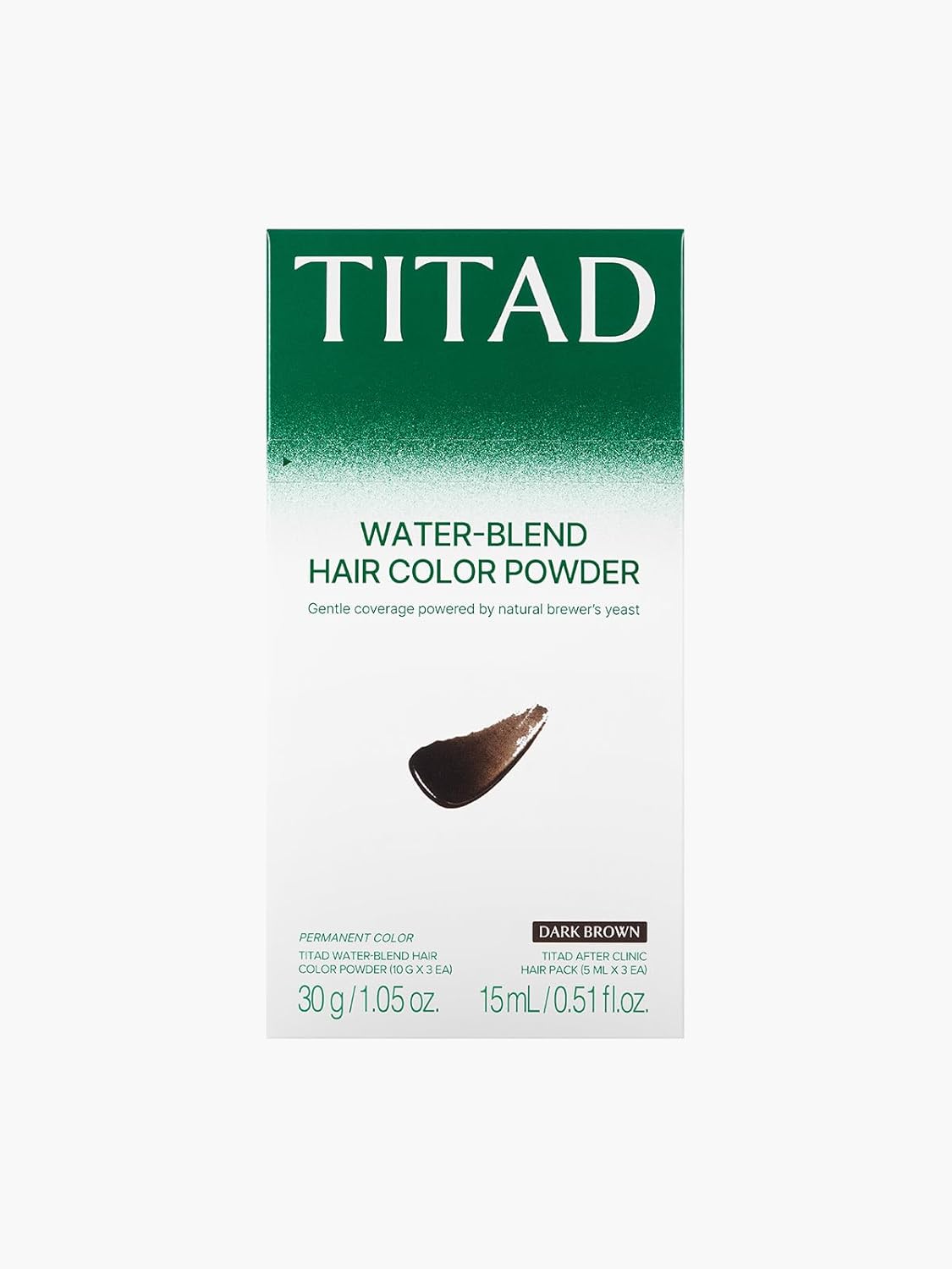 Water-Blend Hair Color Powder, Dark Brown – Gray Coverage, PPD-Free, Ammonia-Free, Easy Water Activation, For Short & Long Hair, Vegan, 3 Powder Packets (DARK BROWN)