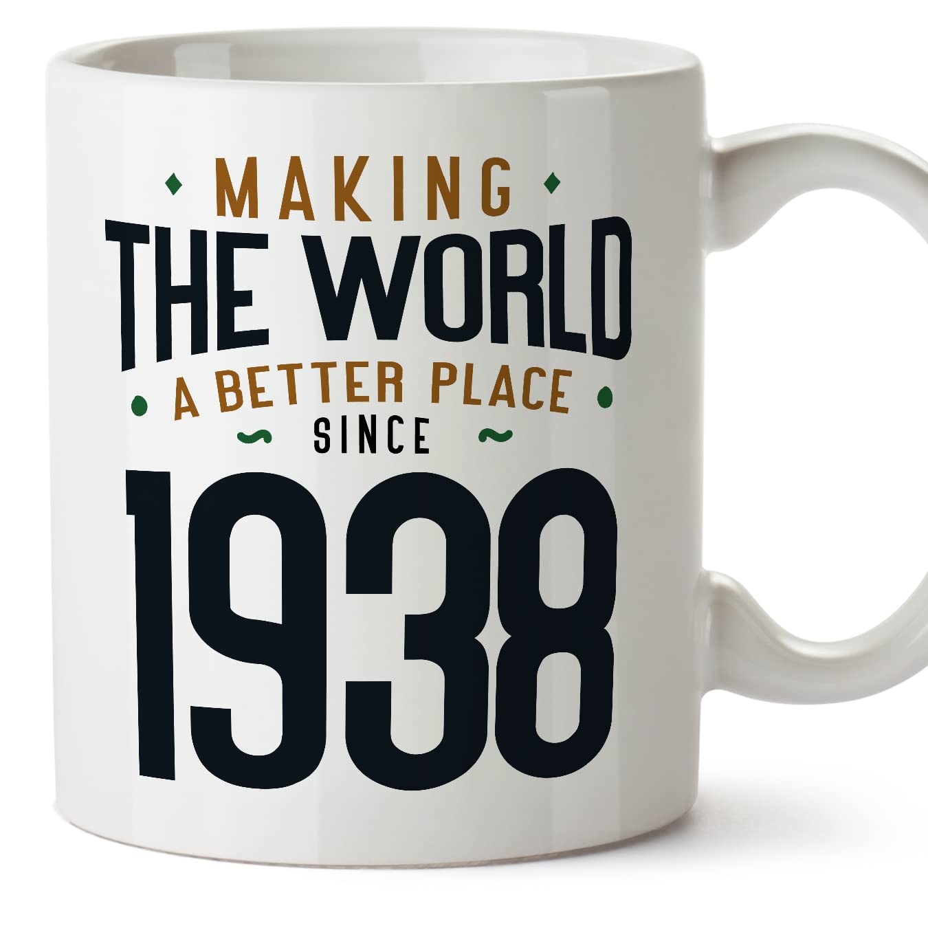 MUGFFINS 1938 Birthday Mug - in English - Making The World a Better Place - Funny Anniversary Present - 11 oz — image 1