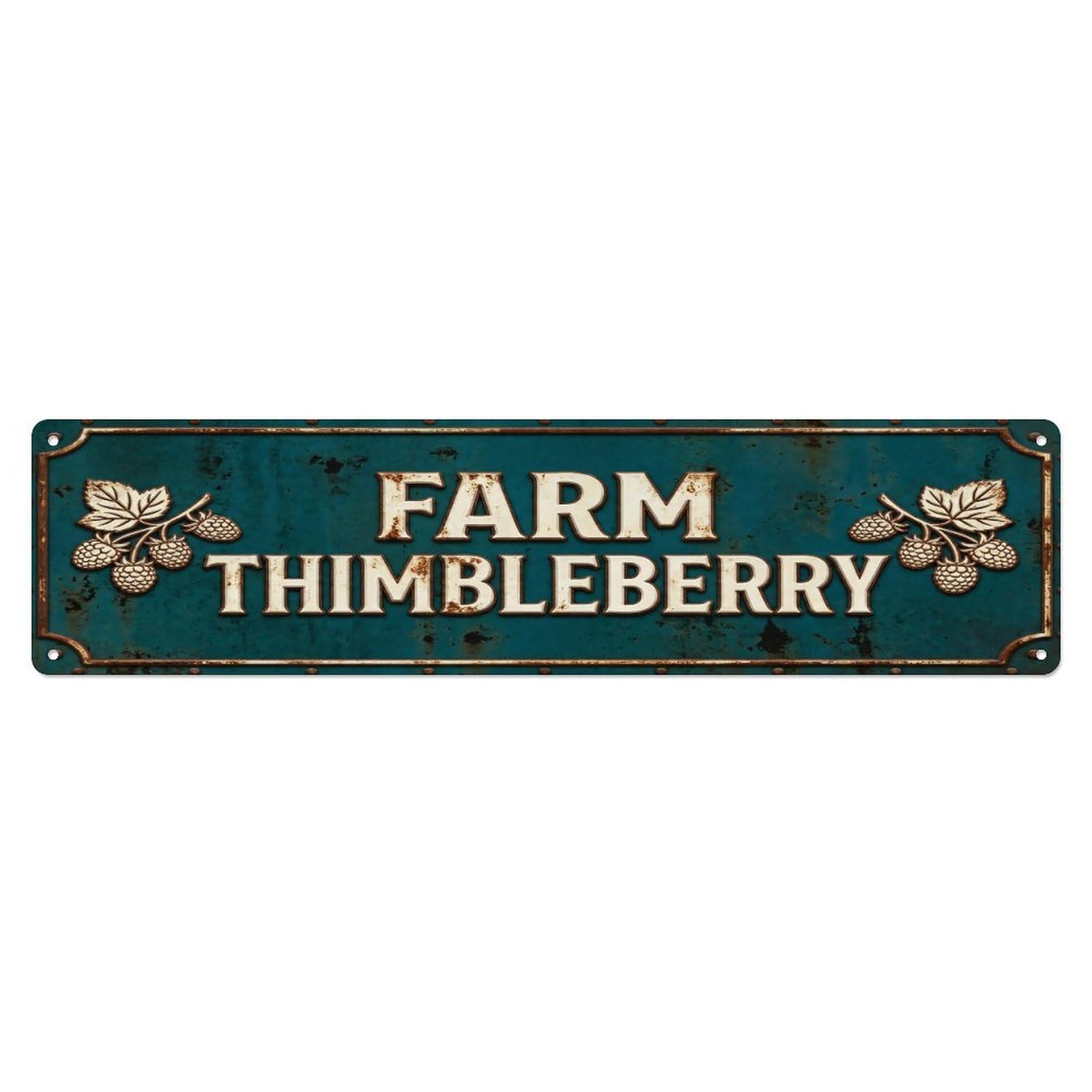 FARM THIMBLEBERRY Vintage Berry Rustic Farmhouse Metal Tin Sign