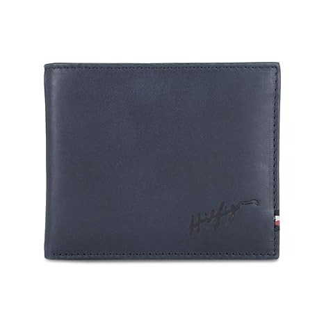 Tommy Hilfiger Branden Navy Leather Wallet For Men - 14 Card Slot