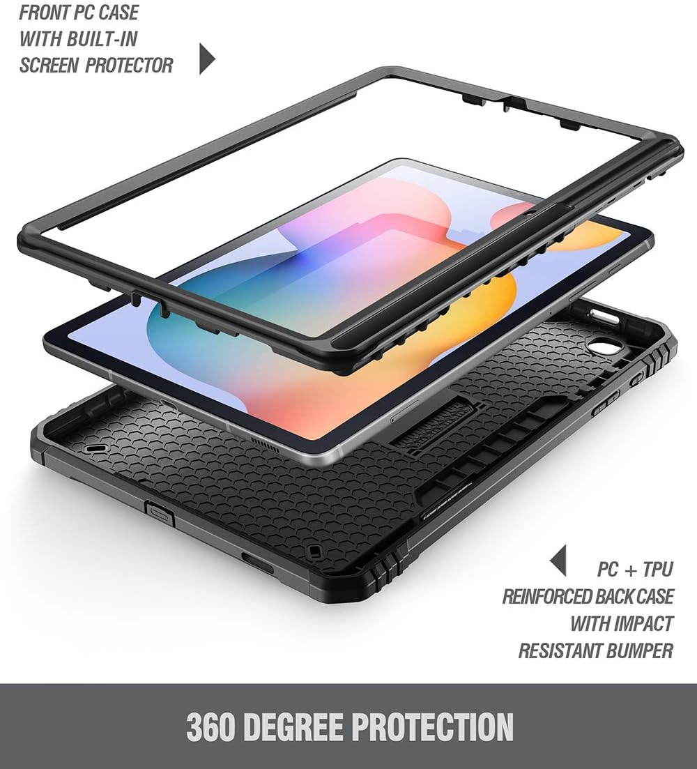 Poetic Revolution Series for Samsung Galaxy Tab S6 Lite Case with S Pen Holder, 10.4 Inch Model SM-P610/P615 (2020 Release), Full-Body Heavy Duty Case, Built-in-Screen Protector, Black