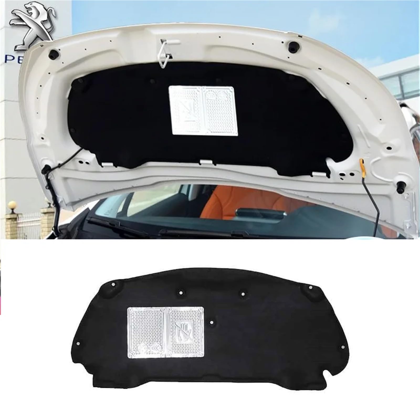 Mata bawełniana dla izolacji termicznej maski samochodu, Peugeot 2008 A94 P24 2013-2025 Podkładka grzewcza na maskę samochodu(13-19 Aluminum Foil)