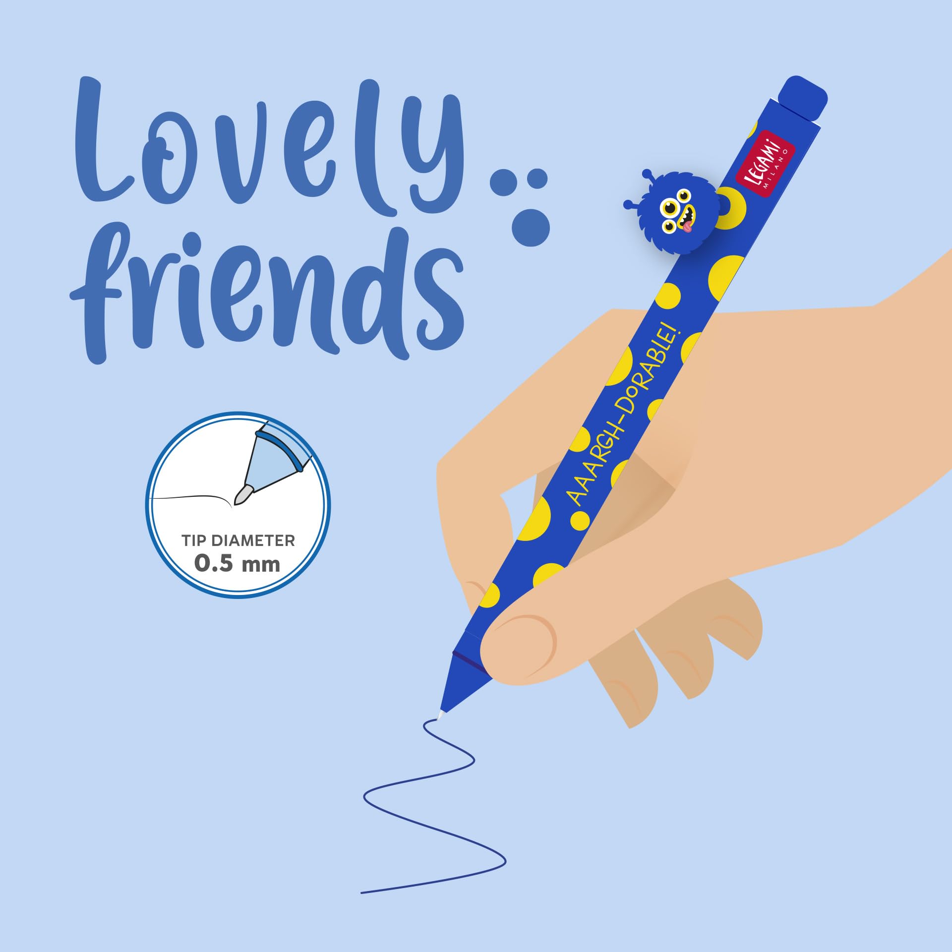 Legami - Gel Pen with Decorative Animal - Lovely Friends Monster Theme Avoid Rolling Blue Ink Removable and — view 3