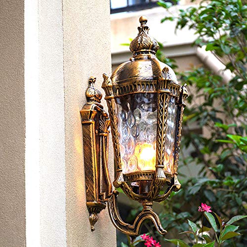 Lampe murale extérieure lanterne en verre IP55 bronze H-48cm