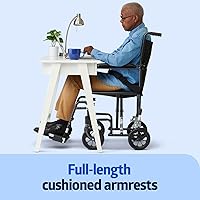 Vista 4 de Medline Durable Folding Steel Transport Wheelchair with Swing-Away Footrests, 19-Inch Seat Width, Black Frame, Black Upholstery