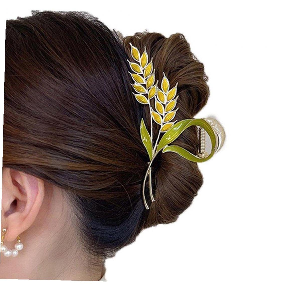 Amazon.co.jp: ヘアクリップ バンスクリップ 小麦穂 大きめ 合金製 