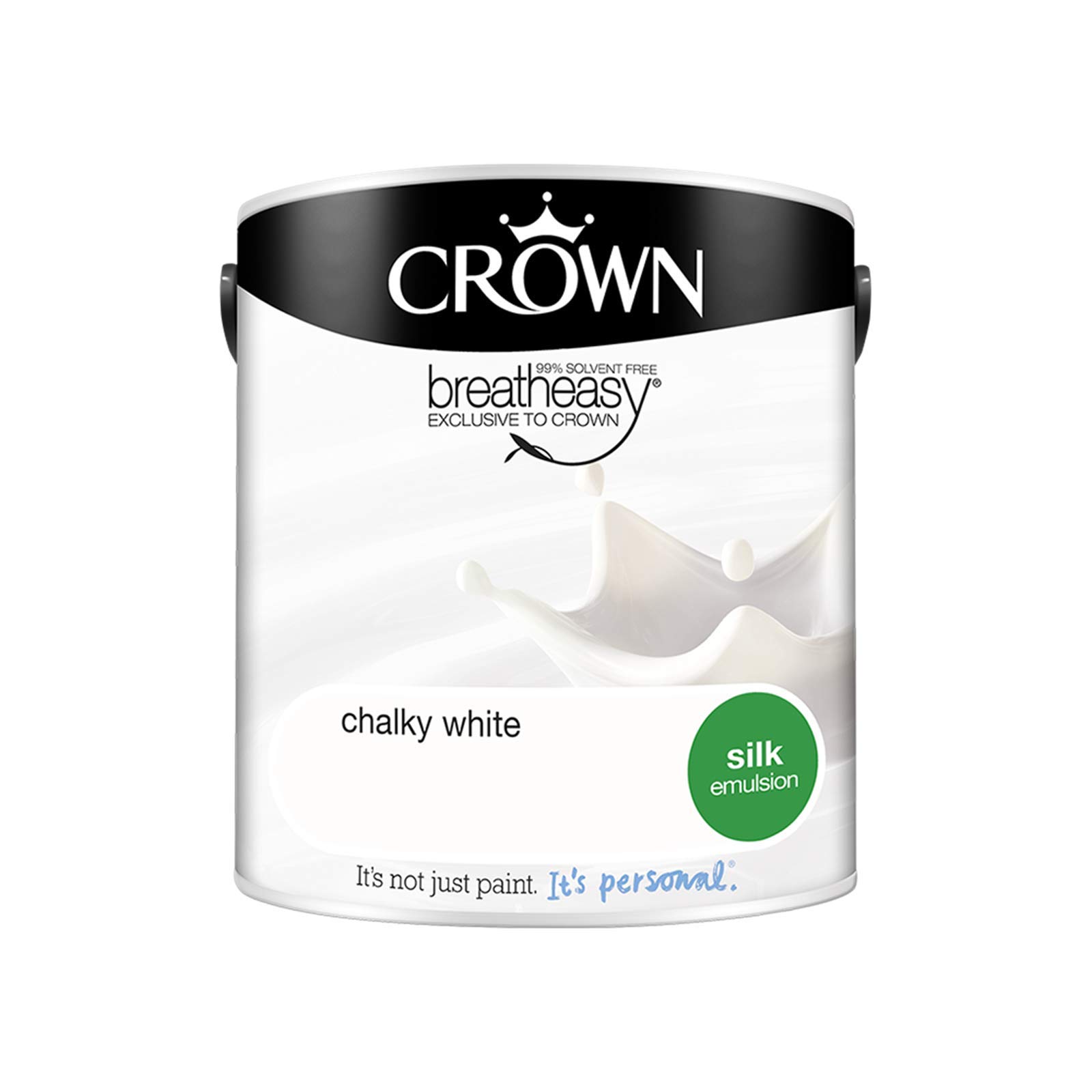 Crown Chalky White Silk Emulsion Paint - Breatheasy - Walls & Ceilings - 2.5L