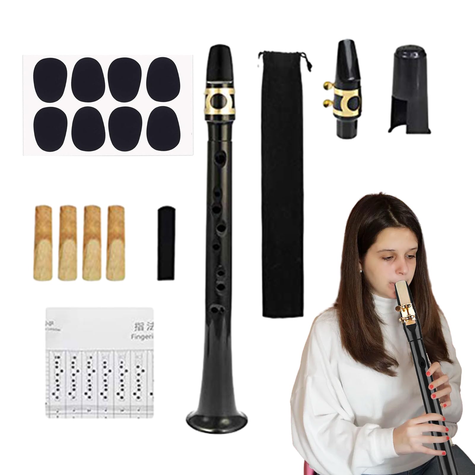 1/2 Kit di sassofono tascabile, Sax Alto Portatile con 4 ance 8 Cuscino dentale e borsa per trasporto | per strumenti a per principianti in sassofono, pratica leggera BB Sassofono