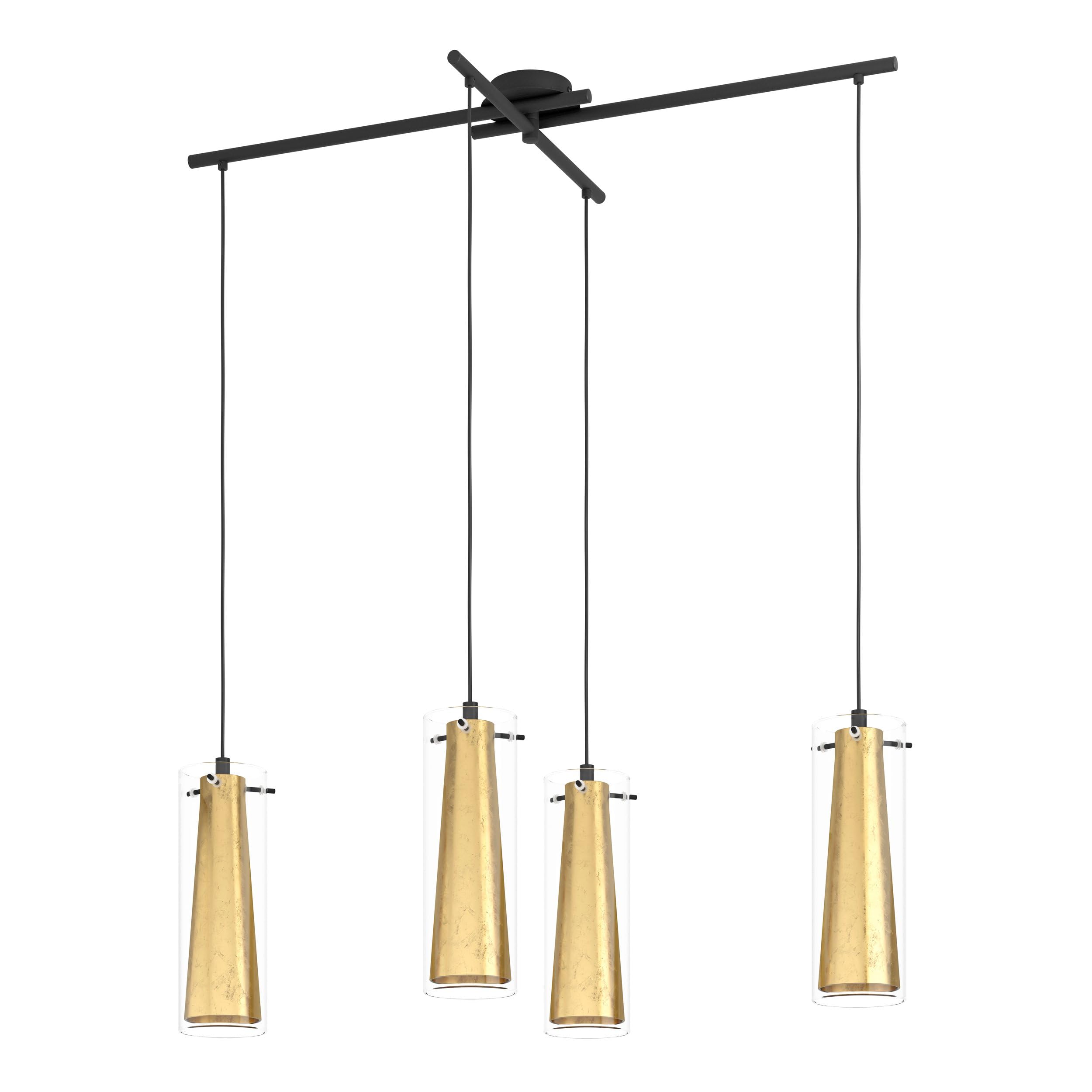 Eglo Gold/Light Pinto Four Drop Glass Bar Pendant
