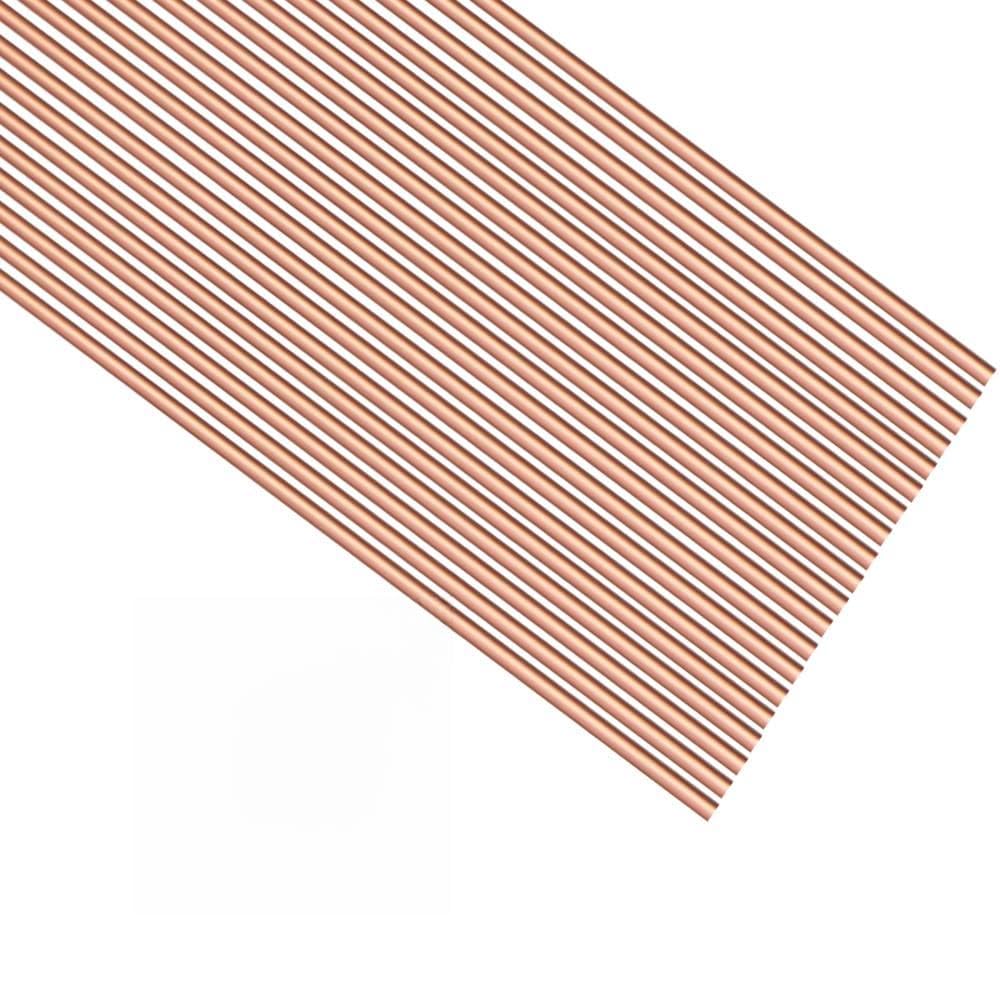 Lot de 20 tiges rondes en cuivre pur de 2 mm de diamètre, 33 cm de long, tiges en cuivre nu pour loisirs créatifs en métal (calibre 12)