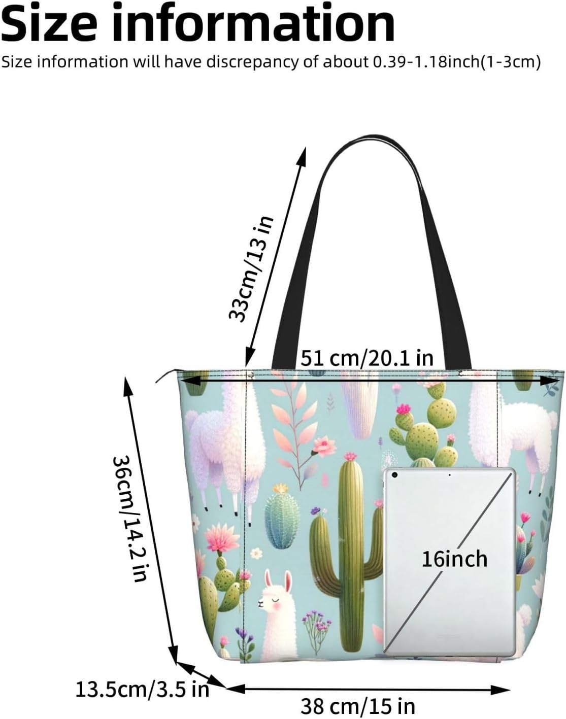 Women Cute-Llama-Cactus Yoga Mat Bag Gym Tote image 3