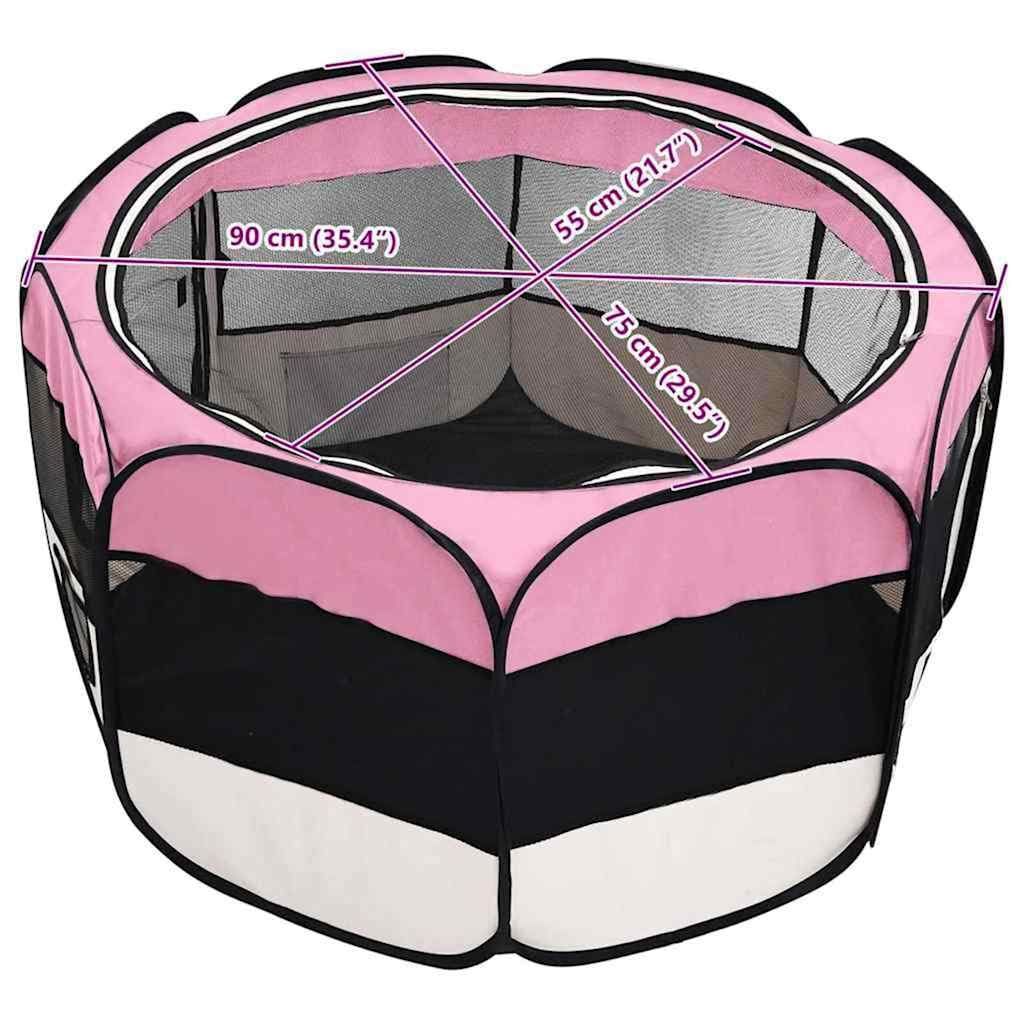 Parque plegable para cachorros con bolsa de transporte, 90 x 90 x 58 cm, marco de metal, red resistente a la intemperie para perreras, recinto libre, protección y seguridad durante el