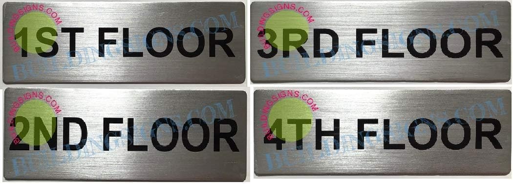 Floor Number set Sign - 4-Pack Metal Floor Signs, Aluminum Signs for First, Second, Third, Fourth Floor SIGN (SILVER SIZE 3X9 INCH)