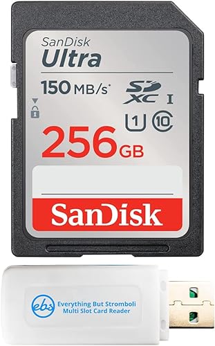 SanDisk Ultra SD - Tarjeta de memoria de 256 GB funciona con cámaras Sony EOS R100 y Fujifilm X-S20 sin espejo (SDSDUNC-256G-GN6IN) U1 C10 con (1)