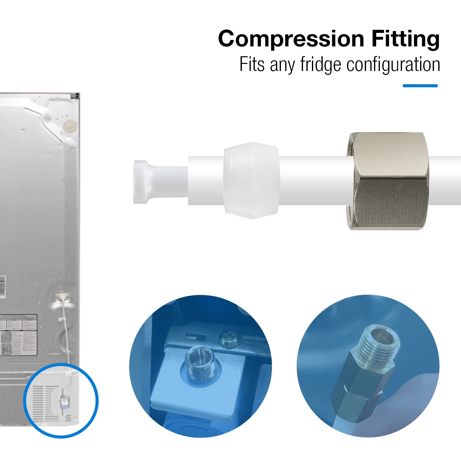 iSpring ICEK3 3/8 Zoll Schlauch-Wasserleitungsteiler und Umkehrosmose-Kühlschrank-Eisbereiter-Set, passend für 20 Fuß, alles für die Installation enthalten