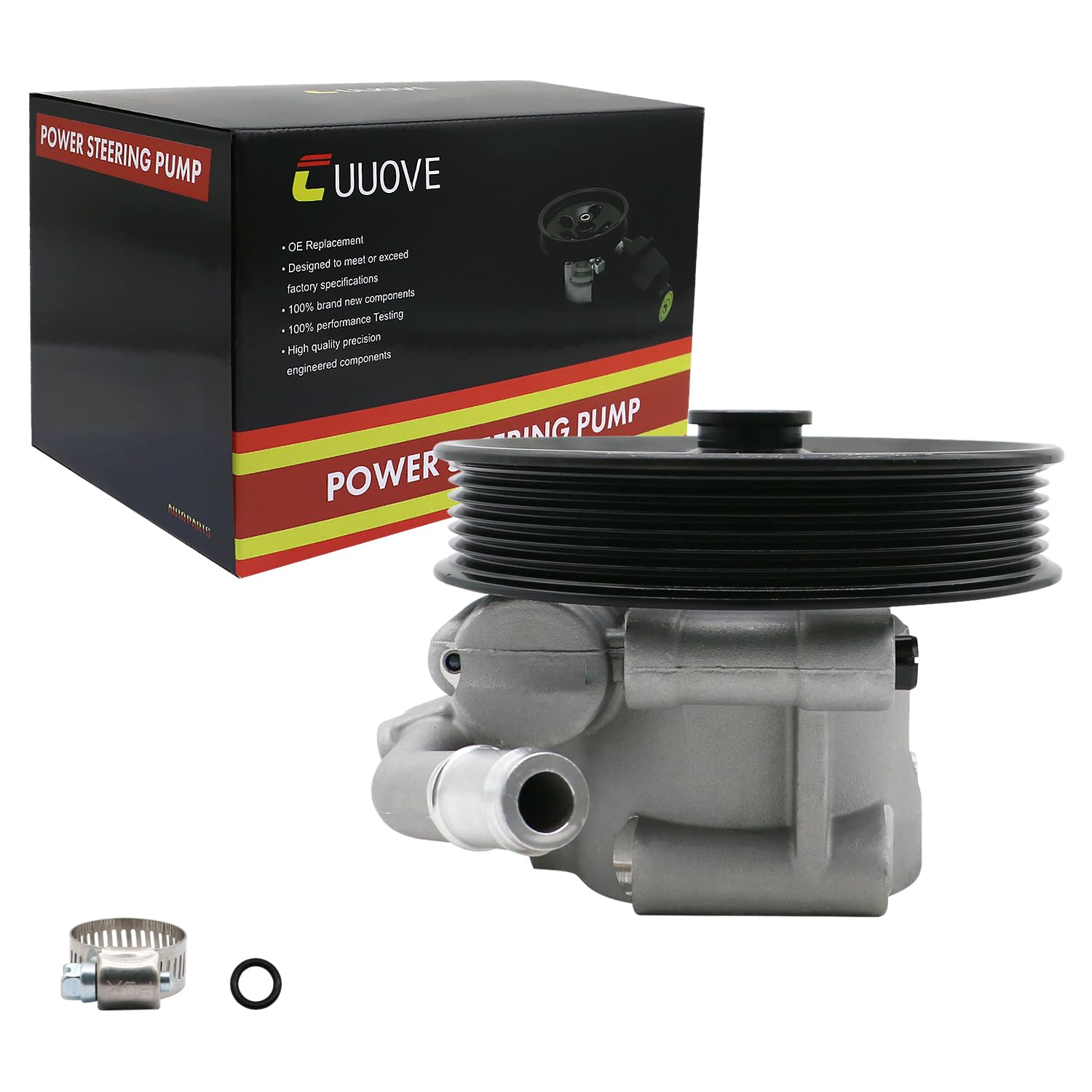 Power Steering Pump with Pulley Compatible with Ford F-250 F-350 Super Duty 2011-2016 V8 6.2L Flex, OE Quality Power Assit Pump 20-5202 96-5202-picture-22