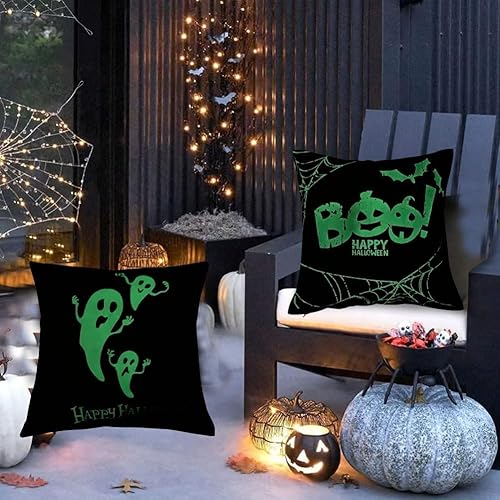 Miniatura 6 de Fundas de almohada de Halloween de 18 x 18 pulgadas, almohada fantasma, almohadas de Halloween, lindas decoraciones de Halloween, almohadas negras