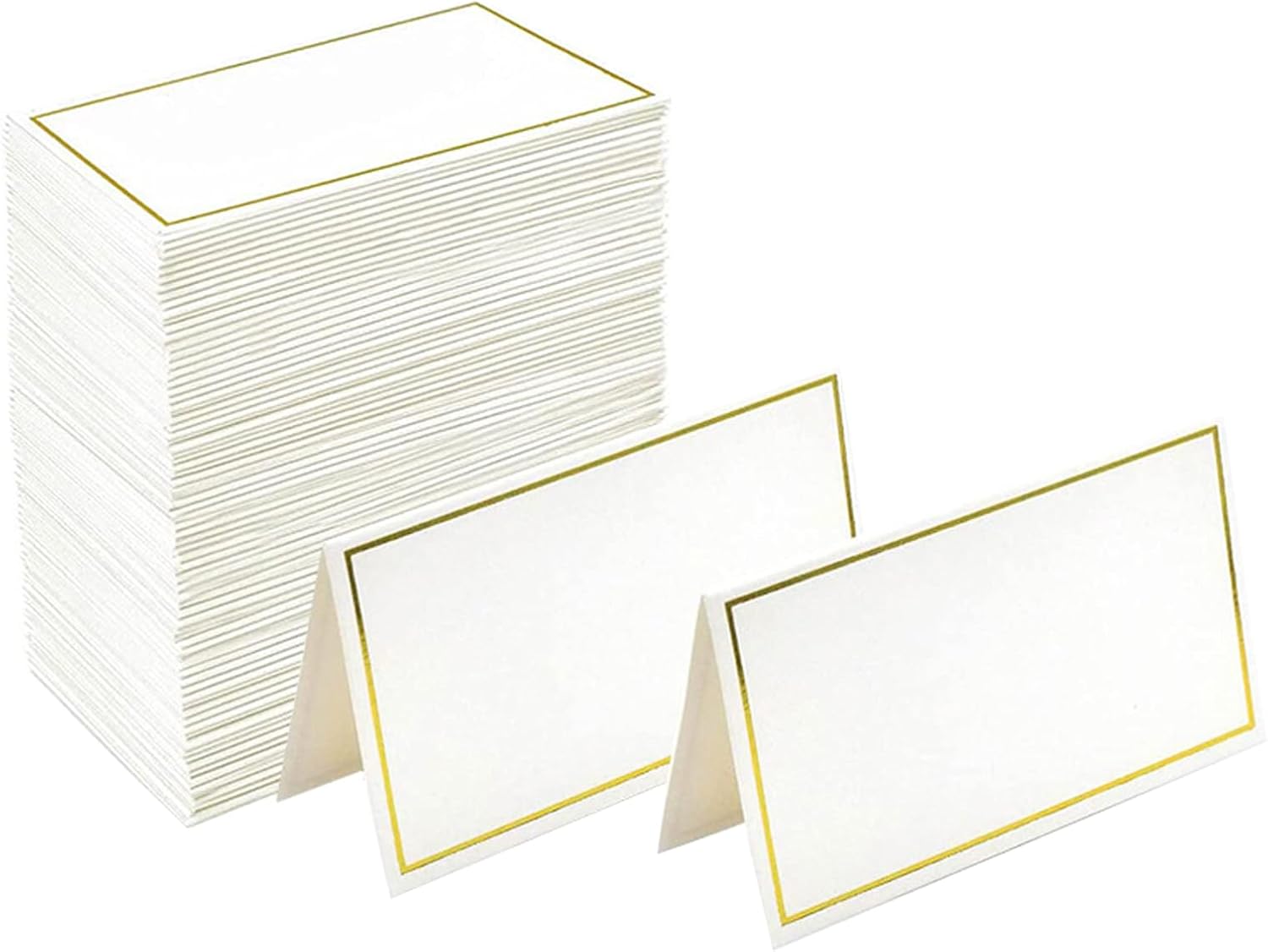 Place Cards Pack of 50 Premium Tent Name Place Cards for Table Setting with Silver Edge Border 3.3x2.01 inches - Perfect for Weddings, Banquets Dinner Parties and Any Other Events