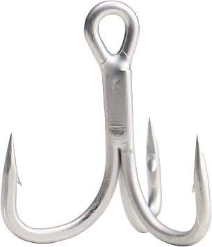 Saltwater Treble Hooks 4X Extra Strong- High Carbon Steel Corrosion Resistant Fishing Triple Hooks, Ultra Sharp Replacement Hooks for Large Game Striper, Tuna, Musky & Bass Size 4#-4/0#