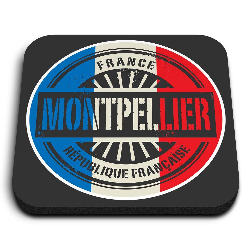 1 x Square MDF Fridge Magnet - Montpellier France French Flag 6024