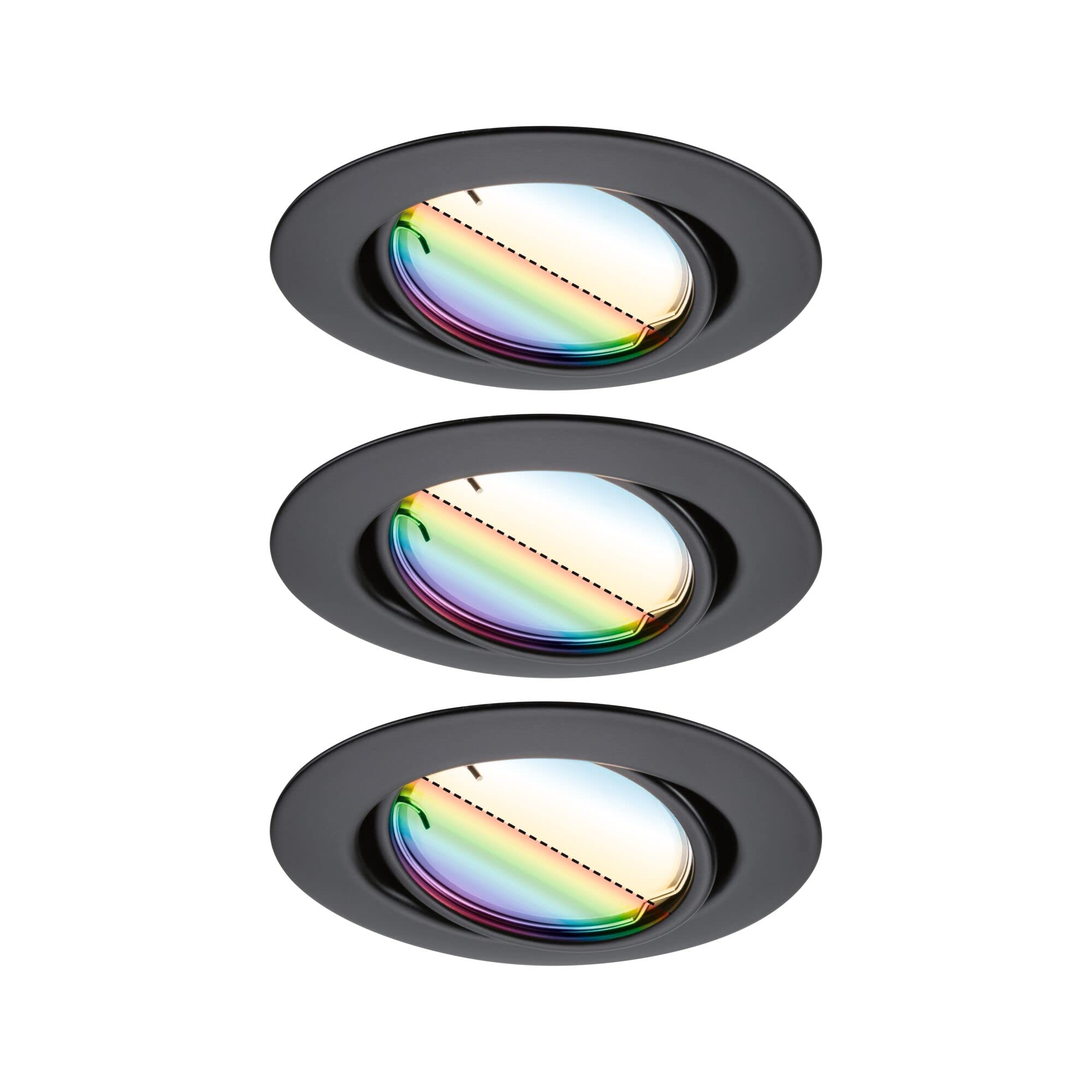 Paulmann 92468 LED Einbauleuchte Base Smart Home Zigbee Basisset schwenkbar rund 230V 3x4,9W 3x420lm dimmbar 90mm Schwarz matt Metall RGBW+