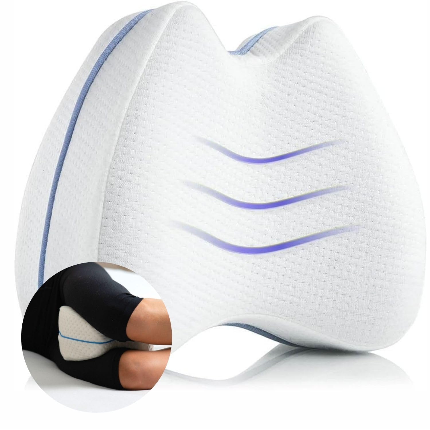 Third of Life Cuscino per gambe e ginocchia ortopedico I per dormire sul fianco senza fastidi I cuscino ergonomico di memory foam viscoelastica I Copertura traspirante, lavabile I 23.5x9.5 cm