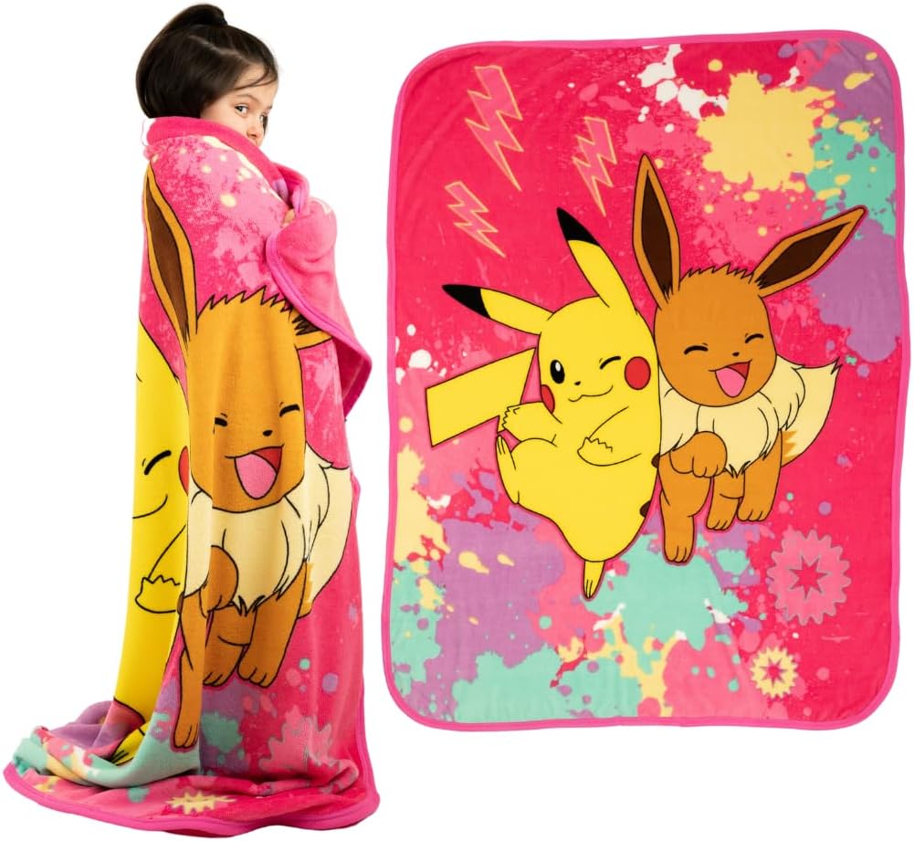 - Pokemon Anime Pikachu and Eevee Kids Bedding Super Soft Micro Raschel Throw, 46 in x 60 in, (Official Licensed Product) by Franco