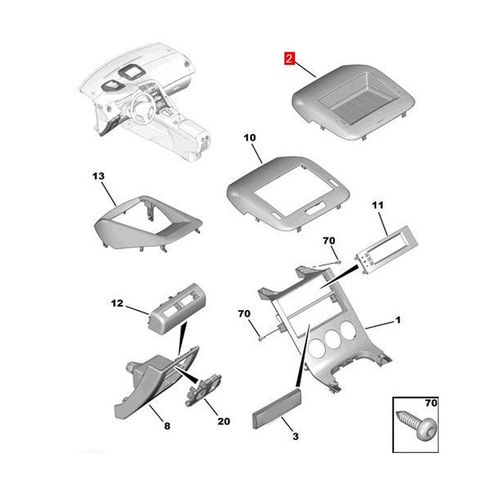 Yctze Boîte de Rangement du Tableau de Bord pour 3008 2008-2016, Insert du Plateau de Tableau de Bord de la Console Centrale, Modèle 8231yq