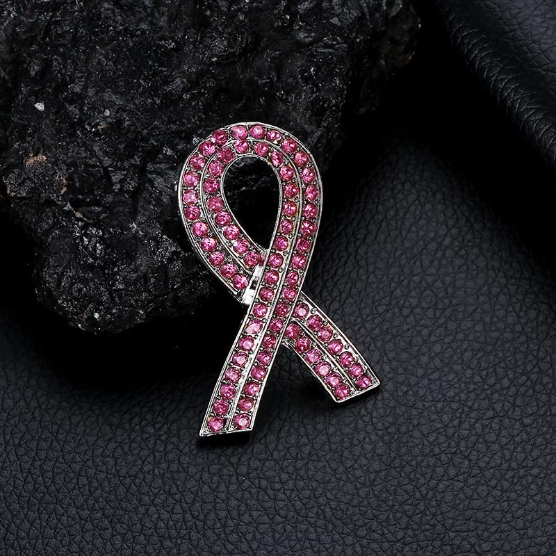 Image of Pink Ribbon Breast Cancer Awareness Brooches Pin, Love Faith Strength Hope Butterfly Brooches Pin, Rhinestone Pink Ribbon Hope Pin Brooch