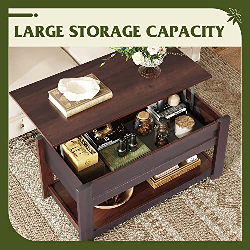 image for WLIVE Modern Lift Top Coffee Table,Rustic Coffee Table with Storage Sh