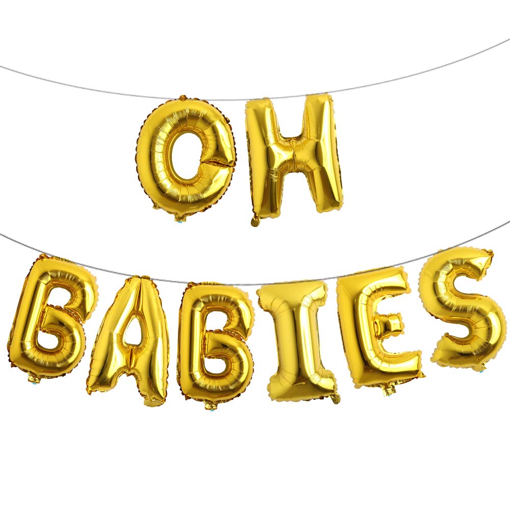 Dynwave16 inch Oh Babies Balloons Twins New Born Baby Shower Banner Party Supplies Decorations Gender Reveal (OH Babies Gold)