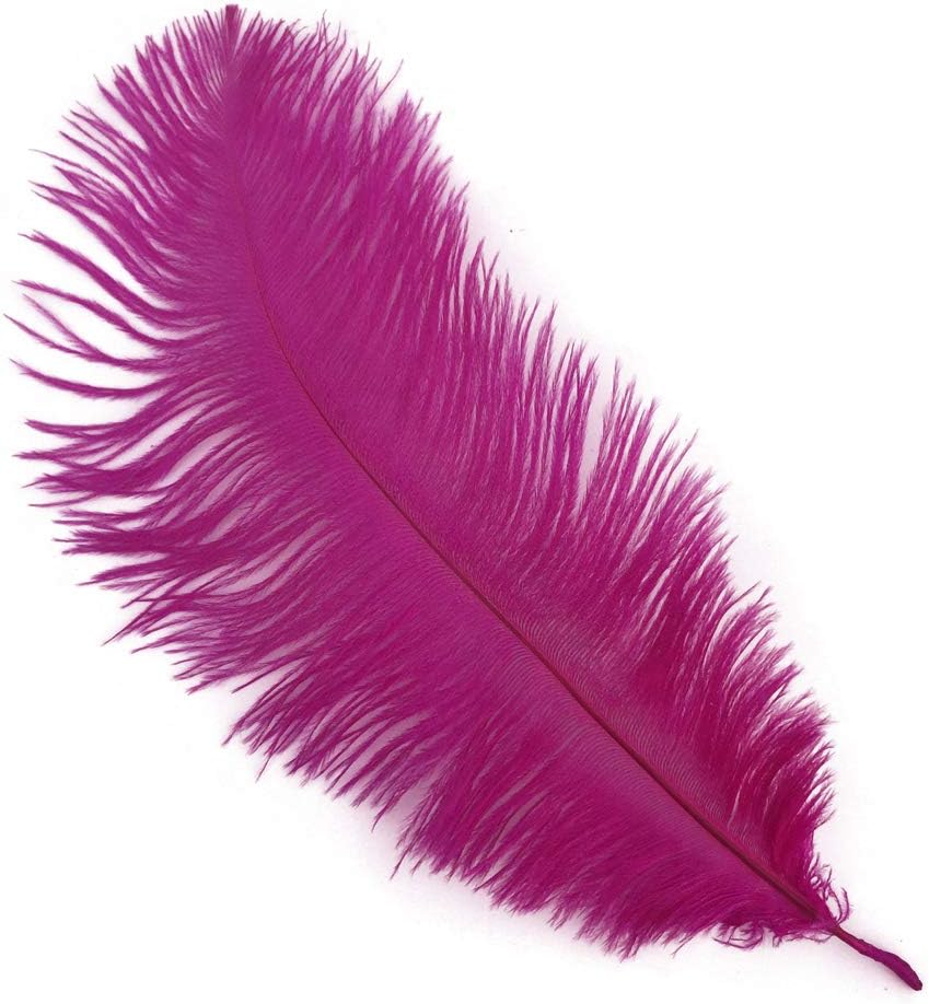 Shekyeon 8-10inch(20-25cm) Ostrich Feather Plumes Wedding Centerpiece Table Decoration Pack of 20(Fuchsia)