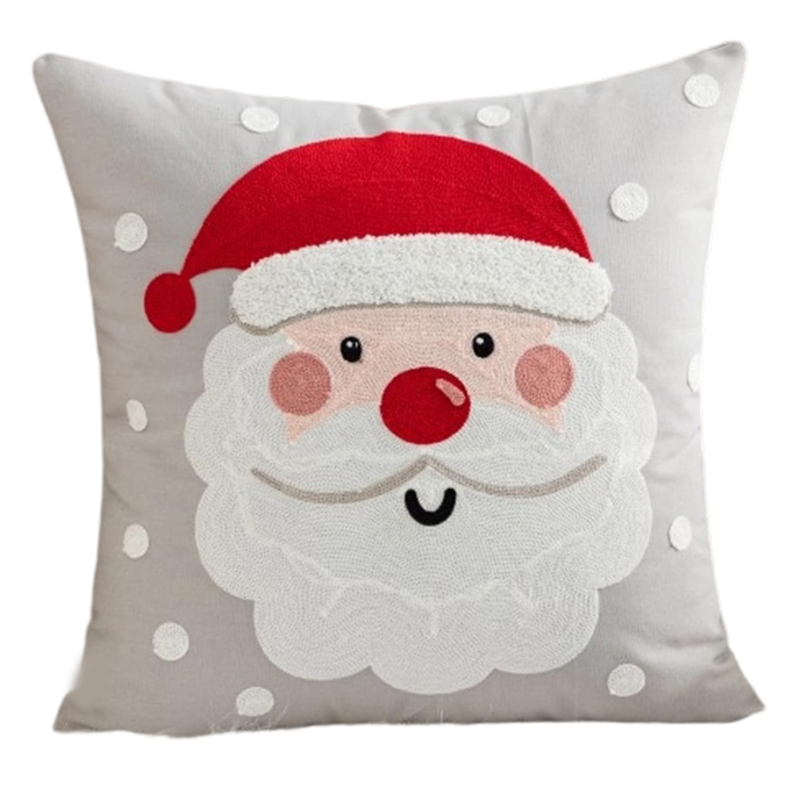 Kalttoy Holiday Embroidered Santa Pillow Cover Canvas Christmas Decor Zippered Cushion Case Festive Home Throw Accent Christmas Santa Pillow Cover