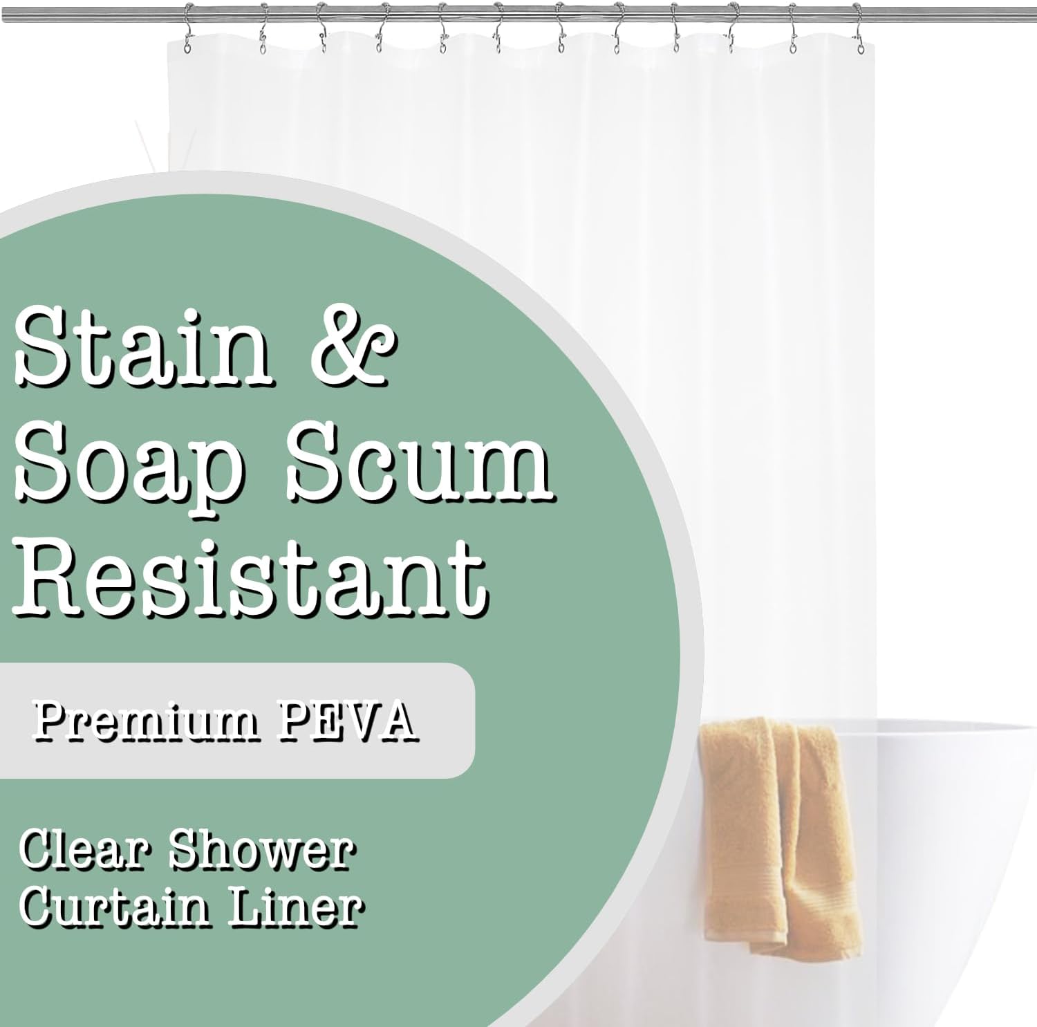 UrbanWare Fomaily Shower Curtain Liner Water Resistant