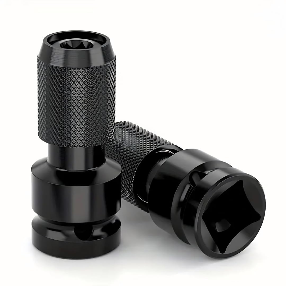 JPT Quick Release Impact Bit Holder, 1/2-Inch Square Drive to 1/4-Inch Hex Socket Adapter, Rapid Release Converter for Impact Wrench