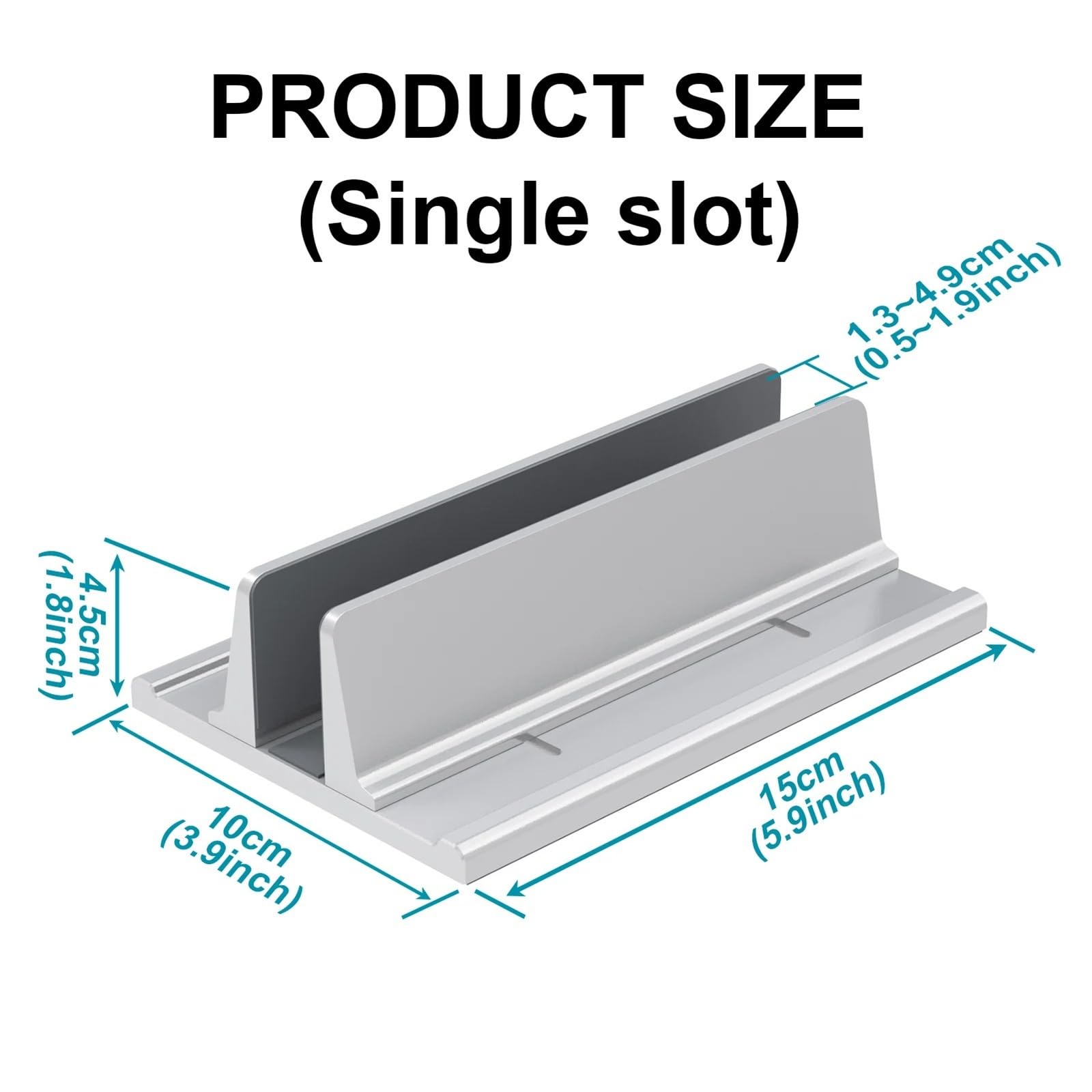 Laptop Ständer Vertikal Verstellbarer Laptop-Ständer aus Aluminium, vertikale Breite von 0,5–1,9 Zoll, unterstützt Laptop