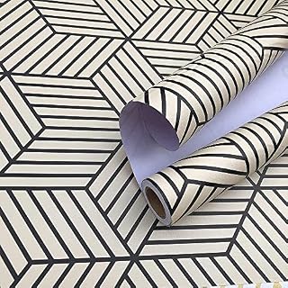 Self Adhesive Wallpaper Brown/Black Geometric Hexagon Sticky Back Plastic 45 X 300cmWaterproof Vinyl Film Contact Paper for Kitchen Countertop Wall Paper Removable Furniture Stickers