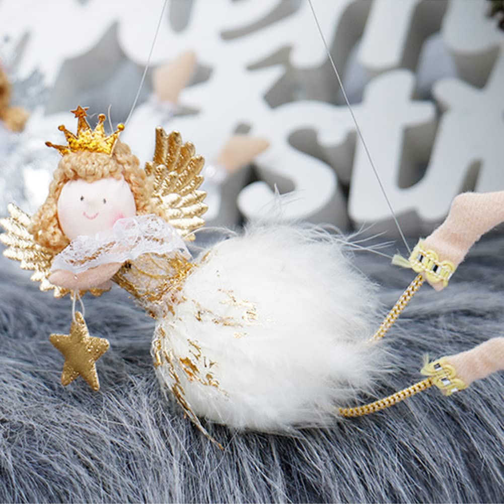Pendentif de noël en peluche avec bois d'ange pour fille, pendentif d'arbre de noël, poupée créative, cadeau  15