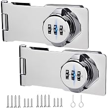 3-Digit Password Rotary Hasp Lock for Cabinet Doors - Cupboard Locks Shed Closet Barn Double Door Latch Lock 2PCS Silver