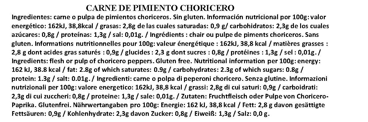 Rosara - Carne Pimiento Choricero - Pulpa de pimientos del cristal (choriceros) secados al sol - tarro 212 ml