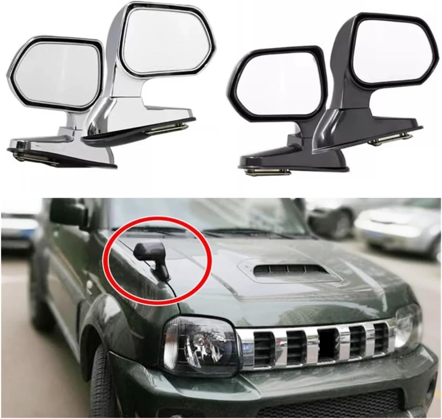 Universal Adjustable Wide Angle Blind Spot Auxiliary Mirrors for SUV/Truck – Left & Right – Black or Silver(Silver Right)