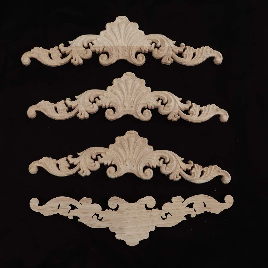 Fityle 4Pcs Decorative Wooden Applique Furniture Moulding Craft Decal Decor Frame Corner Decorations - Kitchen, Dining, Livingroo, Bedroom - a : Tools & Home Improvement