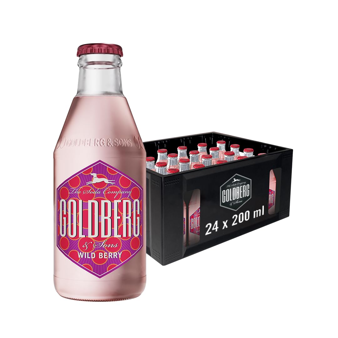 GOLDBERG Wild Berry – 24 x 0,2 l Glasflaschen in Mehrwegkiste – Mit frischer Beerennote – Perfekt für Aperitive, fruchtige Cocktails, Longdrinks & alkoholfreie Drinks