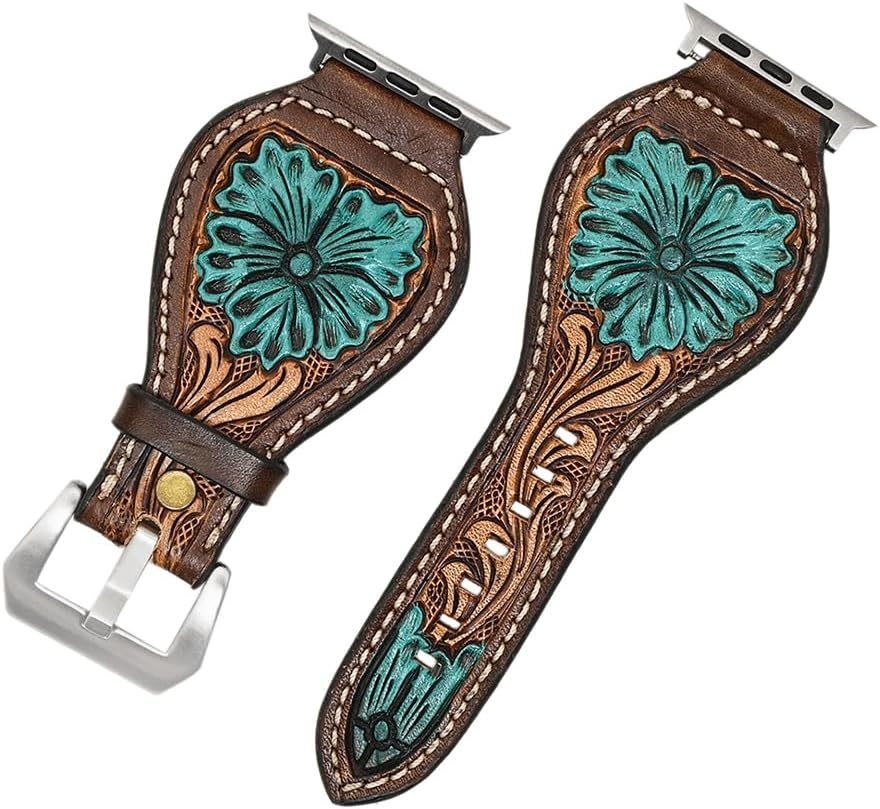 American Darling Beautifully Hand Tooled Genuine Leather I watch Strap Men and Women Unisex