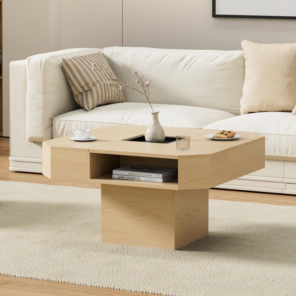 Amazon.co.jp: Anbuy ローテーブル センターテーブル 正方形 棚