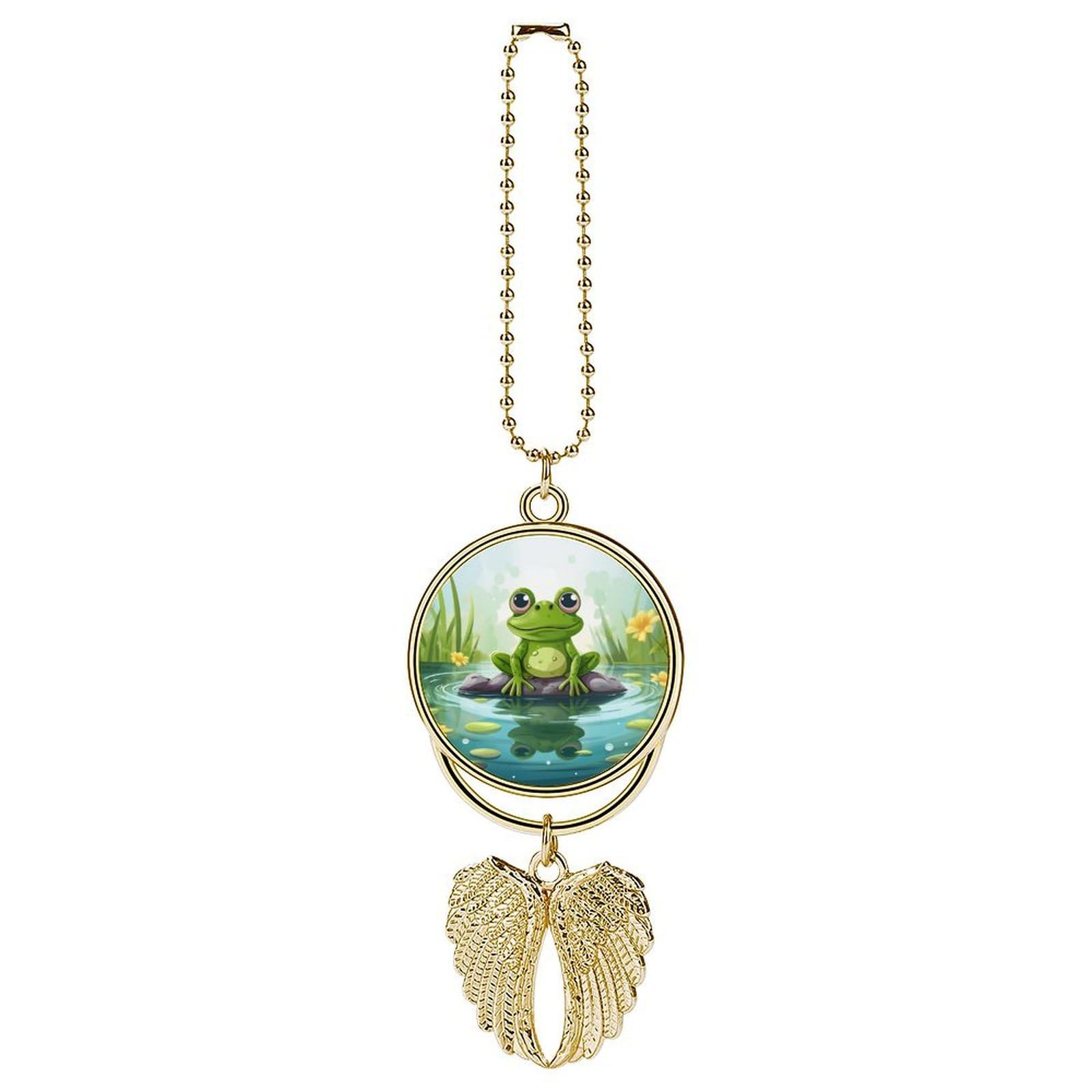 Frog in A Pond Car Charm Alloy Car Rear View Mirrors Hanging Ornaments Stylish Car Pendant Funny Auto Hanging Accessories Car Hanging Ornaments Gift for Women Men