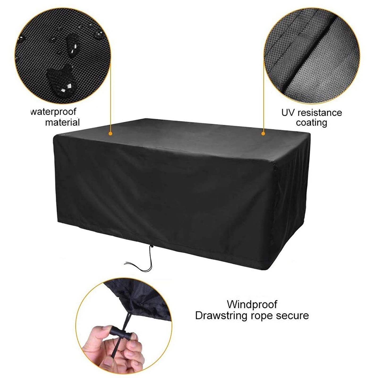 Table cover waterproof Garden Furniture Covers, Patio Furniture Covers Heavy Duty Oxford Fabric Rectangular Outdoor Garden Table Covers Windproof Anti-UV(200x100x200cm)