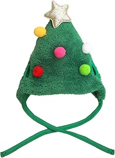 MEISH Christmas Tree Headwear Hat Cat Dog Christmas Outfit Christmas Pet Star Pompoms Hat Pet Xmas Clothing Accessories for Pet Decorations (L)